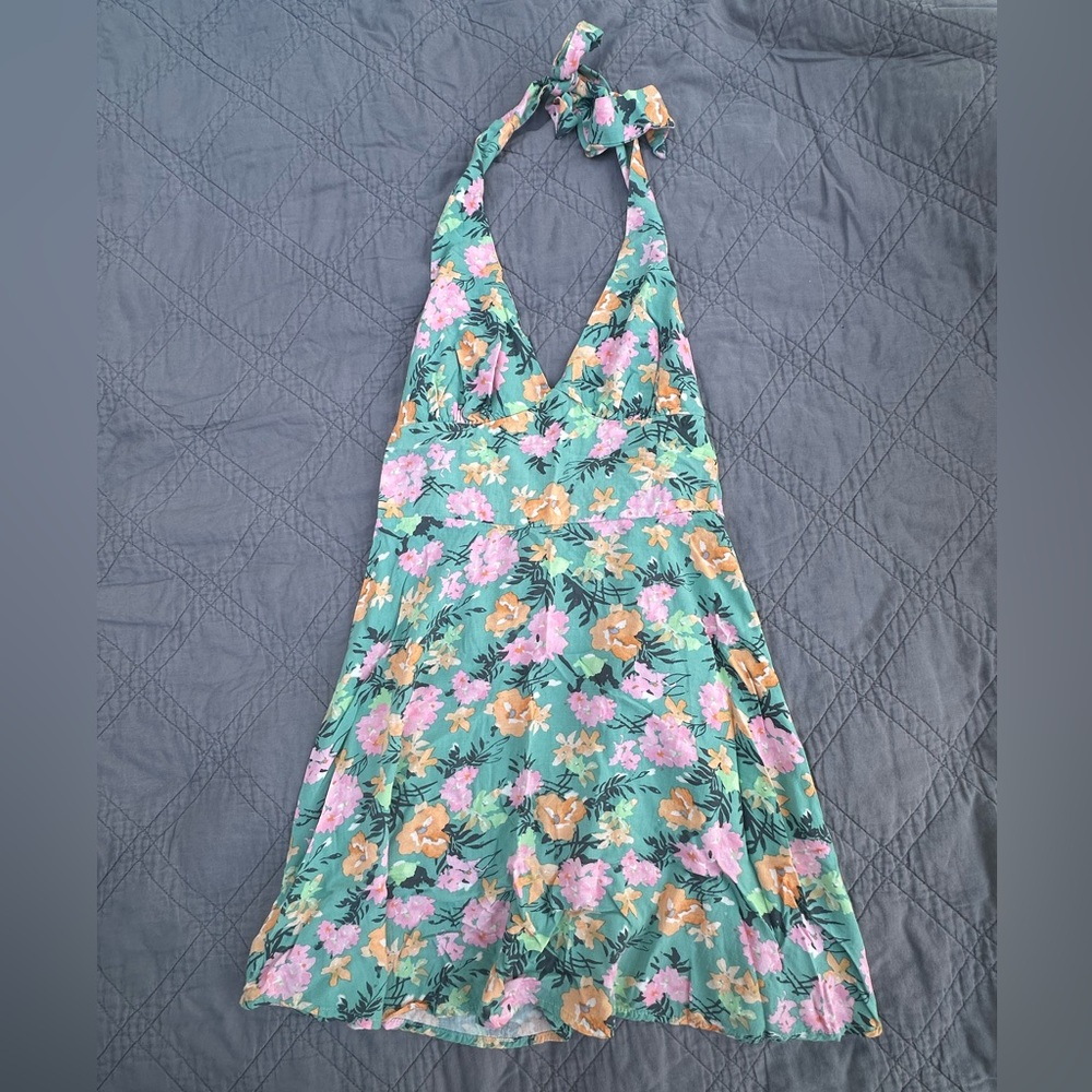 Wild Fable Woman’s Floral Halter Backless A-line Mini Dress